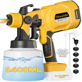 Cordless Paint Sprayer for Dewalt 18-24V Battery, Spray Paint Gun with 1400ml Container, Electric Spray Gun for Furniture Fences Walls Doors Paint Gun, 4 Nozzles & 3 Patterns (No Battery)
