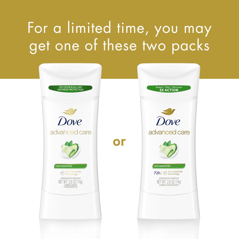 Dove Advanced Care Antiperspirant Deodorant Stick Cool Essentials for Helping