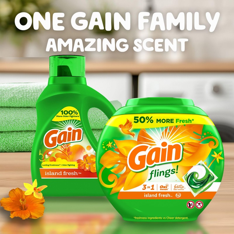 Gain + Aroma Boost Liquid Laundry Detergent, Island Fresh Scent,