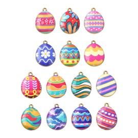 Stiesy 28 Pcs 14 Colors Enamel Egg Charms Colorful Easter Egg Bracelet Charms Hanging Decorations Pendant Charms for Jewelry Making Charms Bracelet Necklace Earring Women DIY Crafts Supply