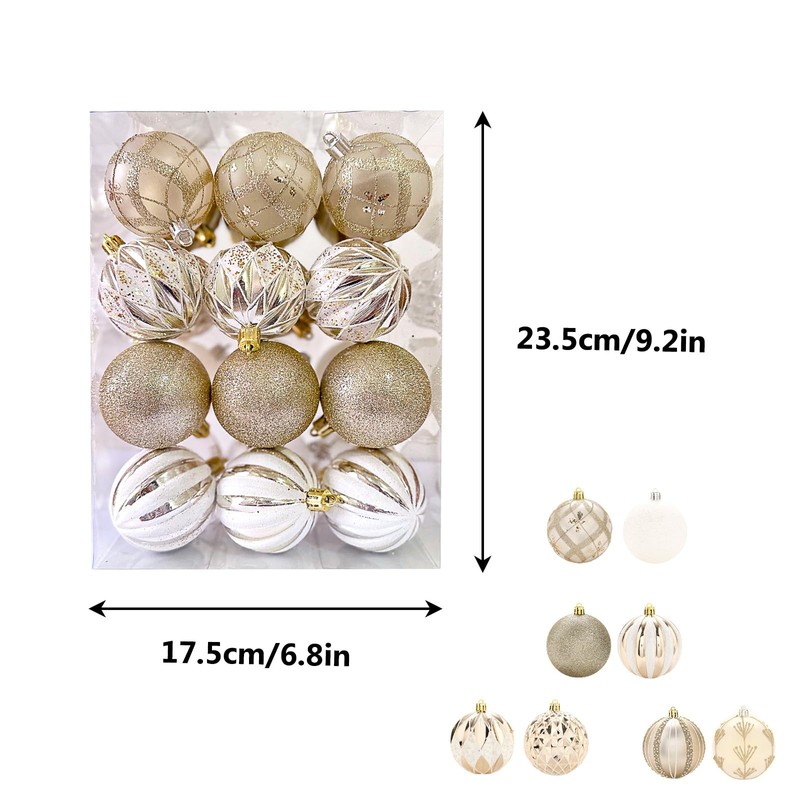 MORAINJAY 24 Pcs Gold Christmas Baubles, Christmas Tree Decorations
