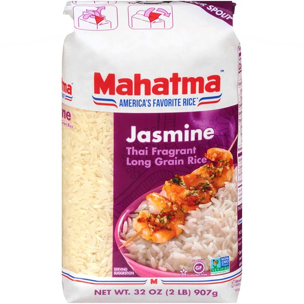 Mahatma Authentic Aromatic Thai Jasmine White Rice, Gluten-Free, Non-GMO, Vegan, 2 lb