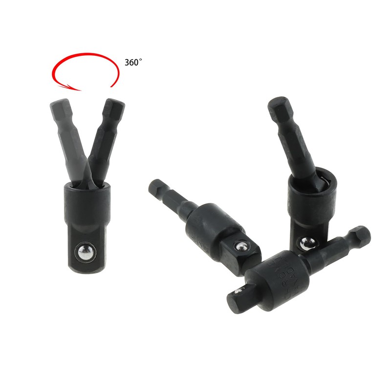 DGZZI 3PCS Swing Socket Adapter Black Universal Joint Hex Shank