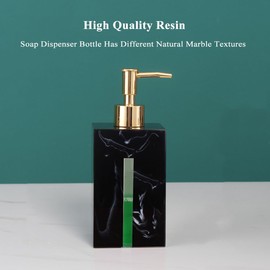 SMIXLVY 17oz Marble Textured Soap Dispenser Hand Dishwashing Soap Dispenser For Kitchen Sink,Resin Lotion Dispenser For Bathroom Countertop With Pump,Hand Wash Dispenser For Home Decor(Black)