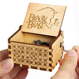 Beauty and The Beast Music Box, Valentine Christmas Birthday Anniversary Wooden Gift for Wife Girlfriend Husband Boyfriend Girl Hand Crank Present