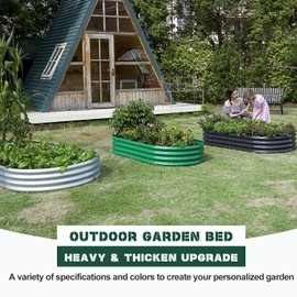 Land Guard Galvanized Raised Garden Bed Kit, Galvanized Planter Raised Garden Boxes Outdoor, Oval Large Metal Raised Garden Beds for Vegetables 4 x 2 x 1ft(1pcs) (Green)…