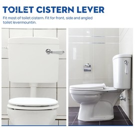通用 Hinata Metal Handle for Toilet Cistern Lever Flush Handle Replacement Flush Lever Kit Ceramic Handle Toilet Flushers Handle - Adjustable Arm