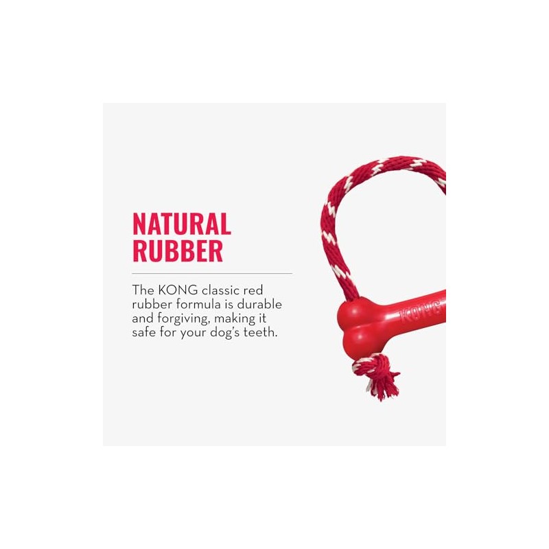 KONG Goodie Bone with Rope Dog Toy, Rojo, XS