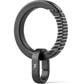 TISUR Keychain, Titanium Carabiner, Stylish, Key Chain, Frosted Surface, Lost Prevention, Easy Installation, Gift (Black/L + Continuous Ring x 1)
