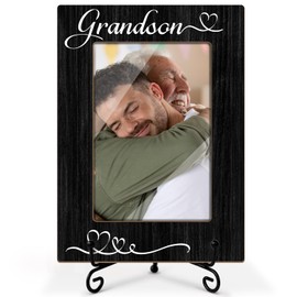 Grandson Picture Frame, Wooden Picture Frame For Grandparents Women Men, Picture Gifts For Birthday Thanksgiving Holiday Retirement, 4X6 Photo Frame With Stand -04