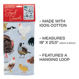 The Unemployed Philosophers Guild Fowl Towel - 100% Cotton Bird Themed Novelty Kitchen Dish Towel Featuring Ducks, Chickens, Swans, and More, 18" x 25.5"