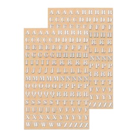 sourcing map 2 Sheets Letter Resin Stickers 3D Small A to Z Silver Mini Alphabet Sticker Metallic Sparkle Alloy Uppercase for Resin Nail Scrapbooking 3mm