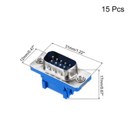 MECCANIXITY D-sub Connector DB9 IDC Crimp Connector Male Socket 9-pin 2-Row Male Serial Port Terminal Breakout for Mechanical Equipment CNC Computers Pack of 15