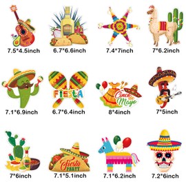 Cinco De Mayo Hanging Swirls Party Decorations - Mexican Fiesta Party Cut-outs Hanging Decors - Mexican Cinco De Mayo Party Essential Decoration Swirls - Set of 12 Counts