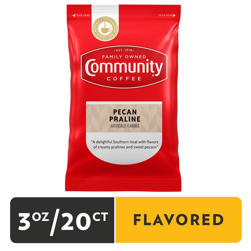 Community Coffee Pecan Praline Flavored, Medium Roast Pre-Measured Coffee Packs,