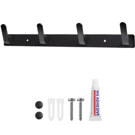 Sevenpers Black Coat Hooks for Wall, Door Hangers Wall Mounted, Wall Hooks and Clothes Hooks, Coat Rack with 4 Hooks, Coat Hook for Hallway, Bathroom, Closet Room, Bedroom