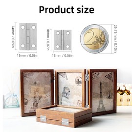 VIPMOON Pack of 70 Small Super Mini Hinges 304 Folding Door Hinges with Screws Furniture Hinges Folding Hinges for Jewellery Box Cabinet Silver 24 x 15 mm + 18 x 15 mm