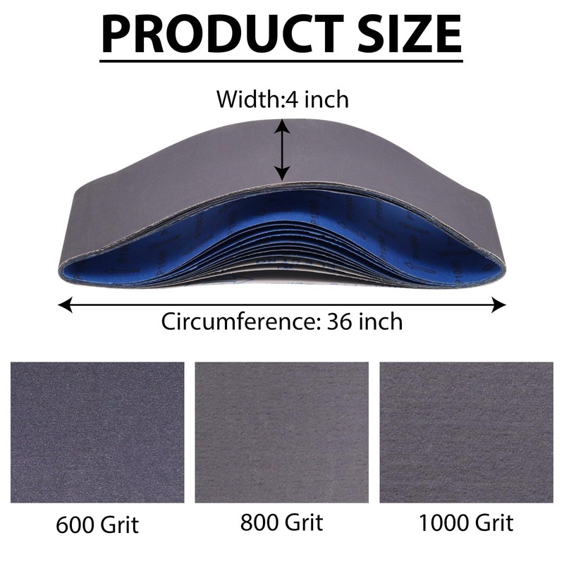 4 x 36 Inch Sanding Belts, Silicon Carbide Knife Sharpening
