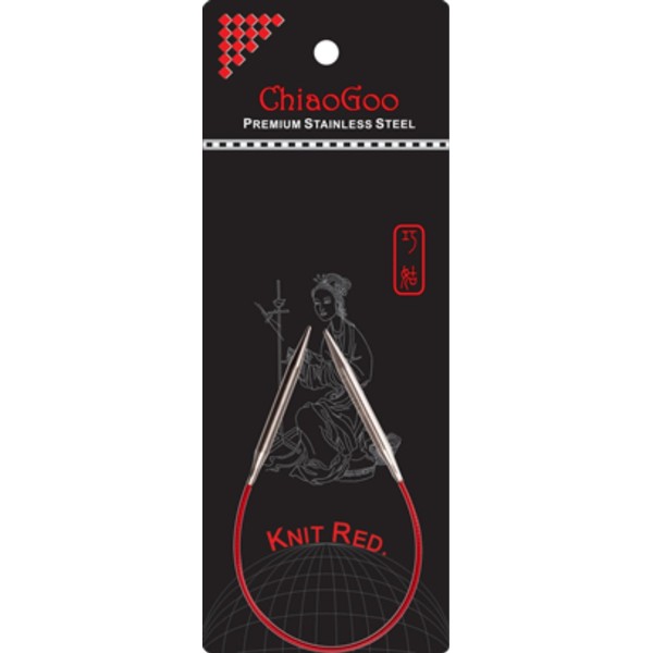 CHIAOGOO 9-Inch Red Line Circular Knitting Needles, 1.5/2.5mm