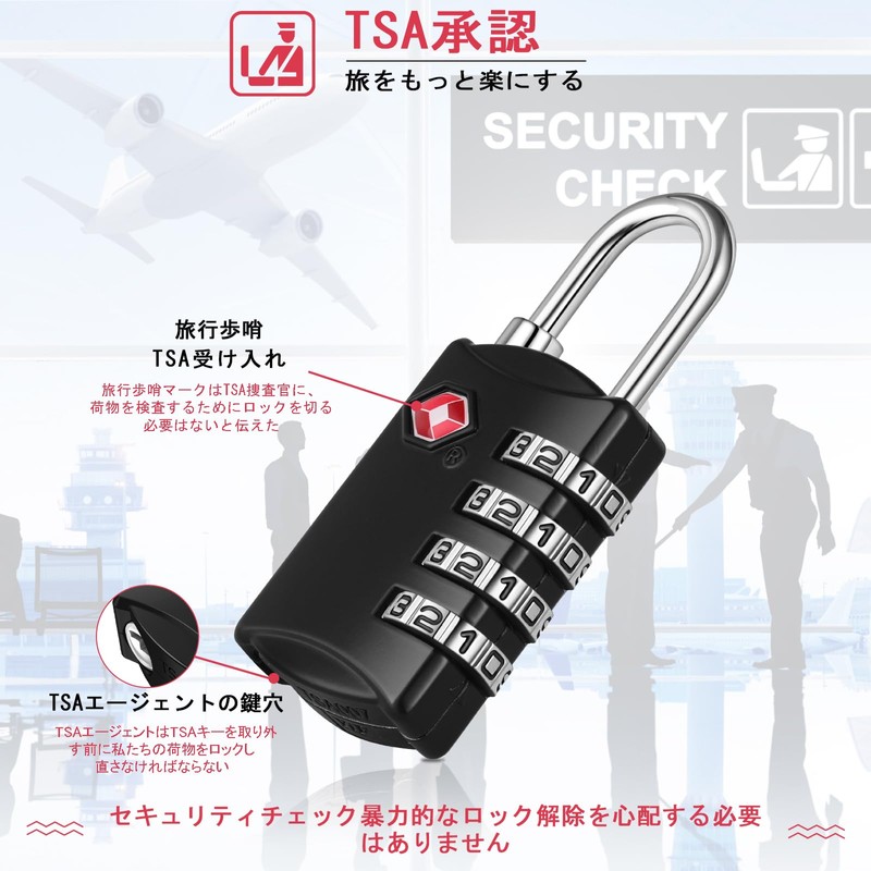 NAGE Padlock, 4 Digit Tsa Lock, Small Dial Lock, PIN