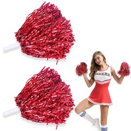 BASTOUR Cheerleading Pompoms, Cheerleading Poms, Cheerleader Pompoms with Handles, Pompoms Used for Sporting Events, Ball Games, Dances, Carnival Parties, World Cup Football Fans Cheering, Pack of 2
