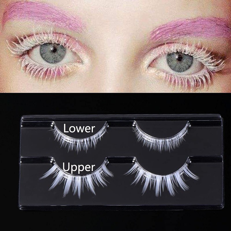 2 Pairs White False Eyelashes Cosplay Eyelashes Fashion Extension Makeup