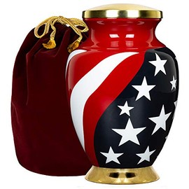 Trupoint Memorials Stars and Stipes Modern Flag Adult Large Urn for Human Ashes - for Veterans, First Responders and Patriots