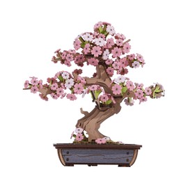 ROBOTIME Sakura Bonsai 3D Puzzles Wooden Artificial Cherry Blossom Tree DIY Model Building Kit for Home Decoration and Office Art Creative Gifts