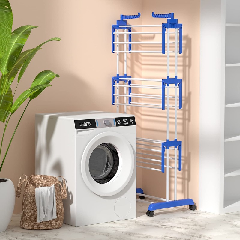 Large Clothes Drying Rack, 4-Tier Clothes Drying Rack with 67H