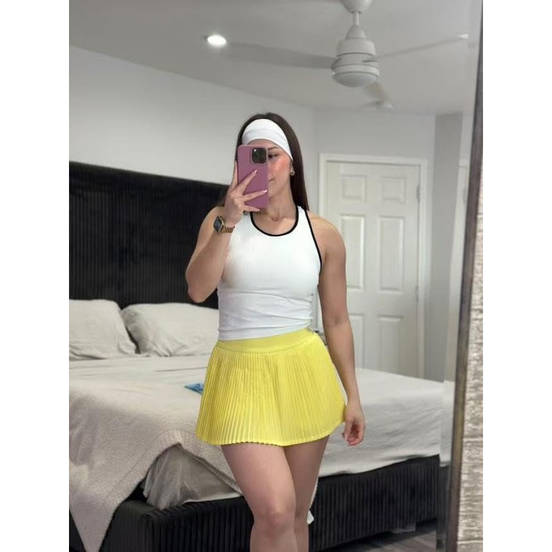 altiland Womens' Cool Feeling Pleated Tennis Athletic Running Mini Skirts
