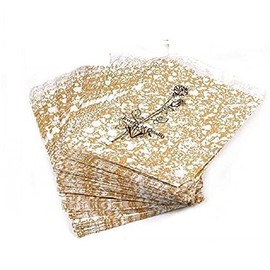 RJ Displays 100 pieces Gold print Paper Bags Shopping Sales Tote Bags. School Supplies, Candy, Cookies, Small Gift, Crafts Items, Party Favor, Jewelry Merchandise Size- 4" x 6' inches