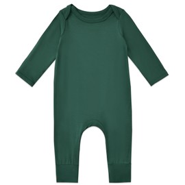 Exemaba Baby & Toddler Zip Sleepsuits Rayon of Bamboo Newborn Pyjamas with Reversible Mittens, Footless Sleep N Play, Long Sleeve Romper(Green,12-18 Months)