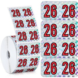 Teling 500 Pcs 2026 Year Stickers File Folder Labels Rectangle Coded Colored Year Stickers Self Adhesive Labels Tab File Folders Office Supplies, 1 Roll(Silver, Red)