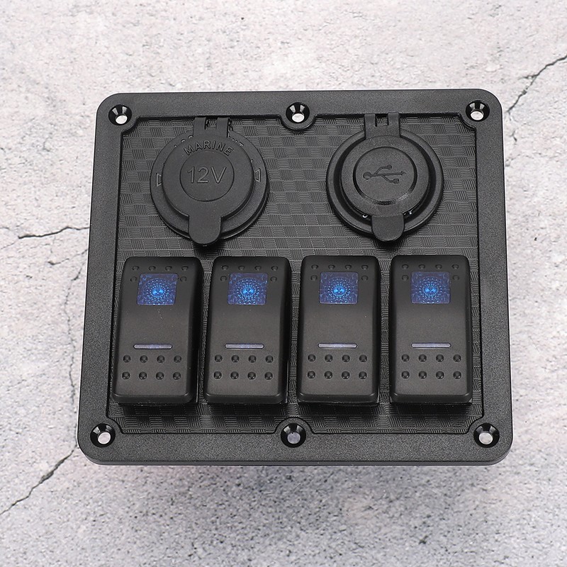 12V 24V 4 Gang Rocker Switch Panel IP65 Waterproof with