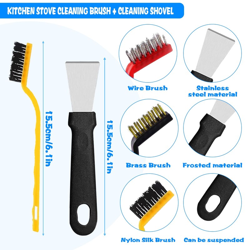 Zeuwets Crevice Cleaning Brush with Hard Bristles, 10 Pieces Corner