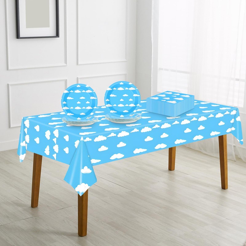 Cloud Party Table Decoration, Children's Blue Cloud Theme Tablecloth,Suitable for