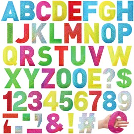 Seajan 184 Pcs 6 Inch Large Letter Stickers for Party Backdrop DIY Art and Craft Vinyl Self Adhesive Big Font Letters Number Stickers for Classroom Window Door Home Party Decor(Colored Laser)