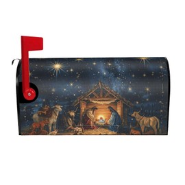 Dujiea Vintage Christmas Nativity Jesus Mailbox Cover Mailbox Wraps, Waterproof Mailbox Covers Magnetic Post Box Cover Standard Size 21"(L) x 18"(W) Garden Yard Outside Farmhouse Home Decor