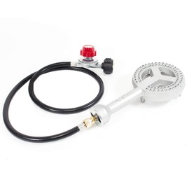 GasOne High Pressure Cast-Iron Burner Head with Brass Fitting Orifice with 0-20 Psi High Pressure Regulator & Hose Complete Kit