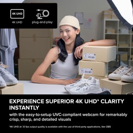 CREATIVE Live! Cam 4K UHD USB Webcam with Backlight Compensation, Up to 60 FPS, 95° Wide-Angle Lens, Privacy Lens, Built-in Mics, Plug & Play for PC and Mac