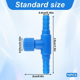 Aquarium Air Valve, 10 Pcs T Shaped Aquarium Air Control Valve Single Way Plastic Adjustable Air-Flow Control Regulator Aquarium-Air Pump Accessories for Fish Tank 3/16" ID Tubing (Blue)