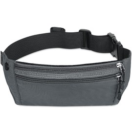 MYCARBON Bum Bag Belt Bag Flat Travel Sports Waist Bag RFID 100% Thief Protection Waterproof Jogging Cycling Travel Running Waist Bag Women Men, gray, offers a larger storage space
