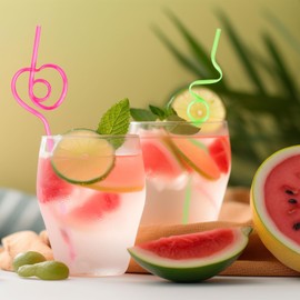 20PCS Reusable Straw, Curly Hard Plastic Straws, Party Drinking Straws Novelty for Kids, Multi-Shaped Colorful Silly Straws, Bendy Straws Party Decorations Supplies for Picnic, Camping, Party