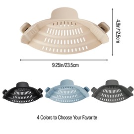 Silicone Pot Strainer, Emptycolor Adjustable Clip On Strainer for Pots Pans, Heat Resistant Pot Drainer, Kitchen Pasta Colander for Vegetables and Noodles (Light Tan)