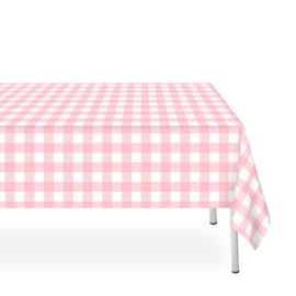 LIKAJON 3 Pack Pink and White Checkered Tablecloth, Pink Plastic Table Cloths for Parties Disposable, 54 x 108" Waterproof Pink Gingham Camping Tablecloth for Birthday, Party, Picnic & School