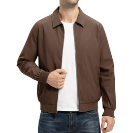 TBMPOY Mens Lightweight Jackets Casual Stylish Windbreakers for Men Light Track Jacket Laydown Collar Fall Golf Coats Dark Coffee M