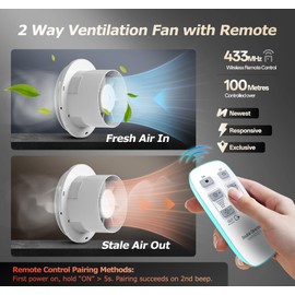 RUBBUL 6 inch Bathroom Exhaust Fan with Remote 2 Way 6 Speed Upgraded Powerful Low Noise Vent Fan 3000RPM DC Motor Energy Saving Household Ventilation Fans for Attic Basement Garage Washroom VP206A29