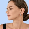 WOZNU Small Silver Hoop Earrings with Pink Zirconia for Girls,