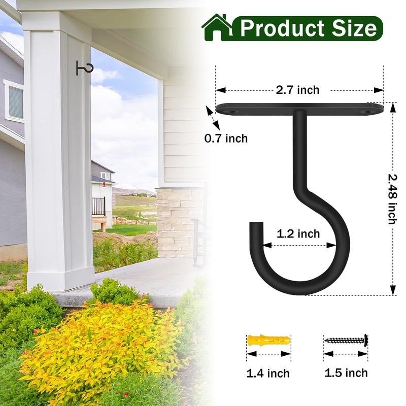 CQ Garden Ceiling Hooks for Hanging Plants, Plant Hangers Outdoor