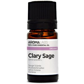BIO - Clary SAGE Essential Oil - 5mL - 100% Pure, Natural, Chemotyped and AB Certified - Aroma Labs (French Brand)